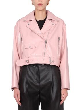 STAND STUDIO Pink Leather Cropped Jacket